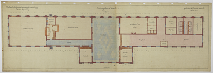 858562 Plattegrond van de begane grond van het te bouwen station Utrecht Maliebaan van de H.IJ.S.M. te Utrecht.